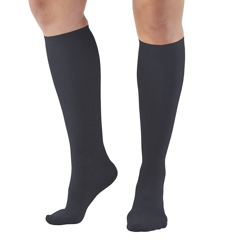 Ames Walker AW Style 167 Women's Travel 15-20 mmHg Moderate Compression Knee High Socks Black Medium