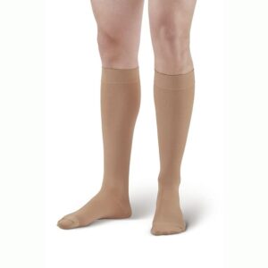 Ames Walker AW Style 200 Medical Support Closed Toe 20-30 mmHg Firm Compression Knee High Stockings Beige Medium Wide