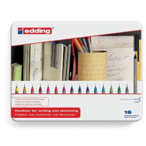 edding 55 - fineliner - set of 16 bright colours - 0.3 mm nib - colour pen for writing, drawing, underlining, illustrating - for children and adults, at school and in the home or office