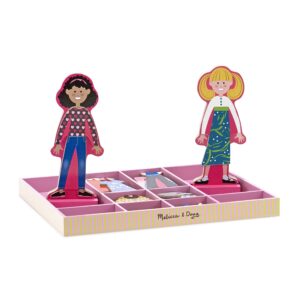 Melissa & Doug Abby and Emma Deluxe Magnetic Wooden Dress-Up Dolls Play Set (55+ pcs) Magnetic Paper Dolls for Kids Ages 3+