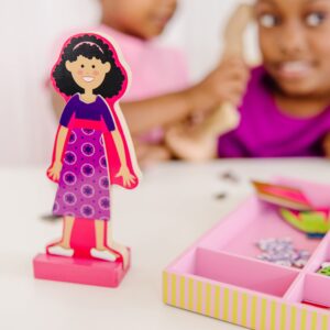 Melissa & Doug Abby and Emma Deluxe Magnetic Wooden Dress-Up Dolls Play Set (55+ pcs) Magnetic Paper Dolls for Kids Ages 3+