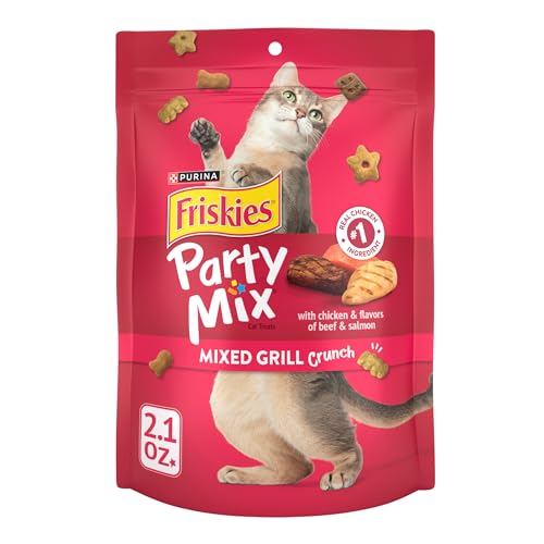 Purina Friskies Cat Treats, Party Mix Mixed Grill Crunch - (Pack of 10) 2.1 oz. Pouches