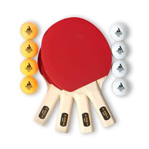 joola all-in-one indoor table tennis hit set (bundle includes 4 rackets/paddles, 8 balls, carrying case), multi, one size (59152)