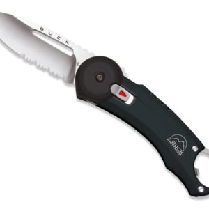 Buck Knives 750 Redpoint Easy Open Utility Pocket Knife with Partially Serrated Blade, All-Weather Grip Handle, and Bottle Opener