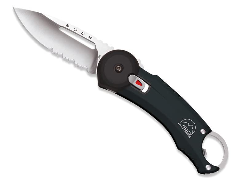 Buck Knives 750 Redpoint Easy Open Utility Pocket Knife with Partially Serrated Blade, All-Weather Grip Handle, and Bottle Opener