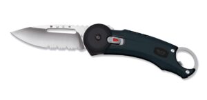 buck knives 750 redpoint easy open utility pocket knife with partially serrated blade, all-weather grip handle, and bottle opener