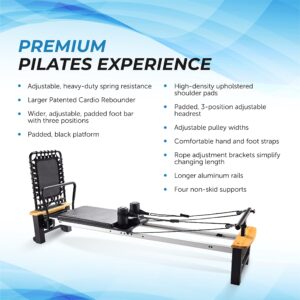 Stamina Whole Body Resistance Padded Pilates Reformer Workout System with 4 Intensity Bands for At Home Workouts, Black