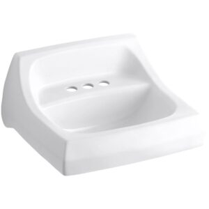 KOHLER K-2005-0 Kingston Wall-Mount Bathroom Sink, White