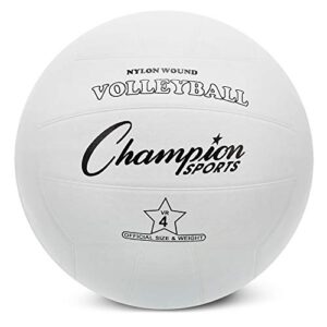 Champion Sports Rubber Volleyball, Official Size, for Indoor and Outdoor Use - Durable, Regulation Volleyballs for Beginners, Competitive, Recreational Play - Premium Equipment - White, VR4