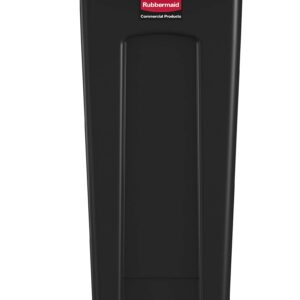 Rubbermaid Commercial Products Slim Jim Plastic Rectangular Trash/Garbage Can With Venting Channels, for Kitchen, Office, Workspace, 23 Gallon, Black - FG354060BLA