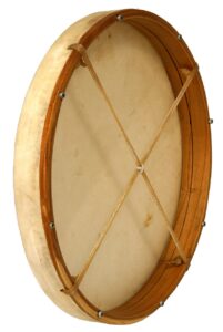 mid-east dobani tunable goatskin head wooden frame drum with beater 18-by-2-inch