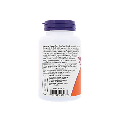 NOW Supplements, CoQ10 400 mg, Pharmaceutical Grade, All-Trans Form produced by Fermentation, 60 Softgels