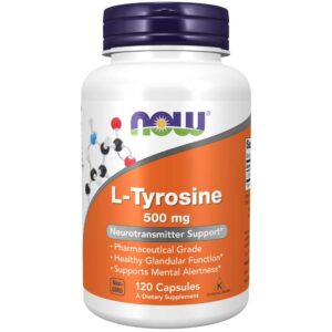 now supplements, l-tyrosine 500 mg, supports mental alertness*, neurotransmitter support*, 120 capsules