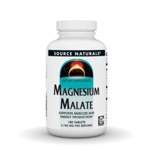 source naturals magnesium malate - 3750mg per serving - essential magnesium malic acid supplement - 180 tablets