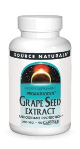 source naturals proanthodyn grape seed extract, antioxidant protection, supports a healthy aging brain*, 200 mg - 90 capsules