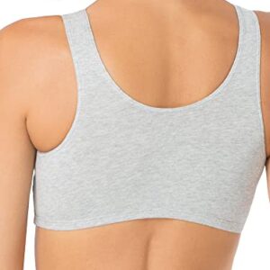 Fruit of the Loom Women's Built Up Tank Style Sports Bra Fashion Colors, Heather Blue/White/Heather Grey, 34