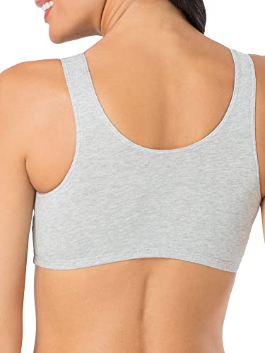 Fruit of the Loom Women's Built Up Tank Style Sports Bra Fashion Colors, Heather Blue/White/Heather Grey, 34