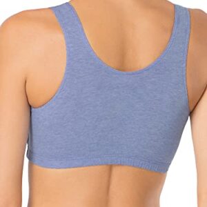 Fruit of the Loom Women's Built Up Tank Style Sports Bra Fashion Colors, Heather Blue/White/Heather Grey, 34