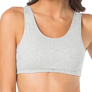 Fruit of the Loom Women's Built Up Tank Style Sports Bra Fashion Colors, Heather Blue/White/Heather Grey, 34