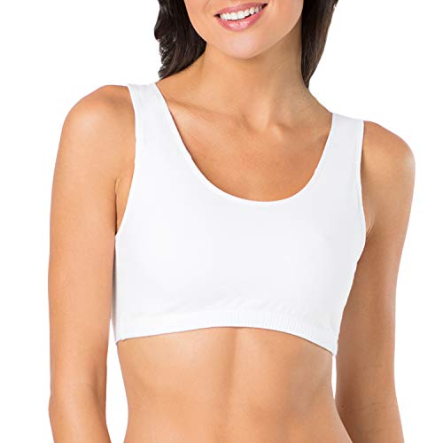 Fruit of the Loom Women's Built Up Tank Style Sports Bra Fashion Colors, Heather Blue/White/Heather Grey, 34