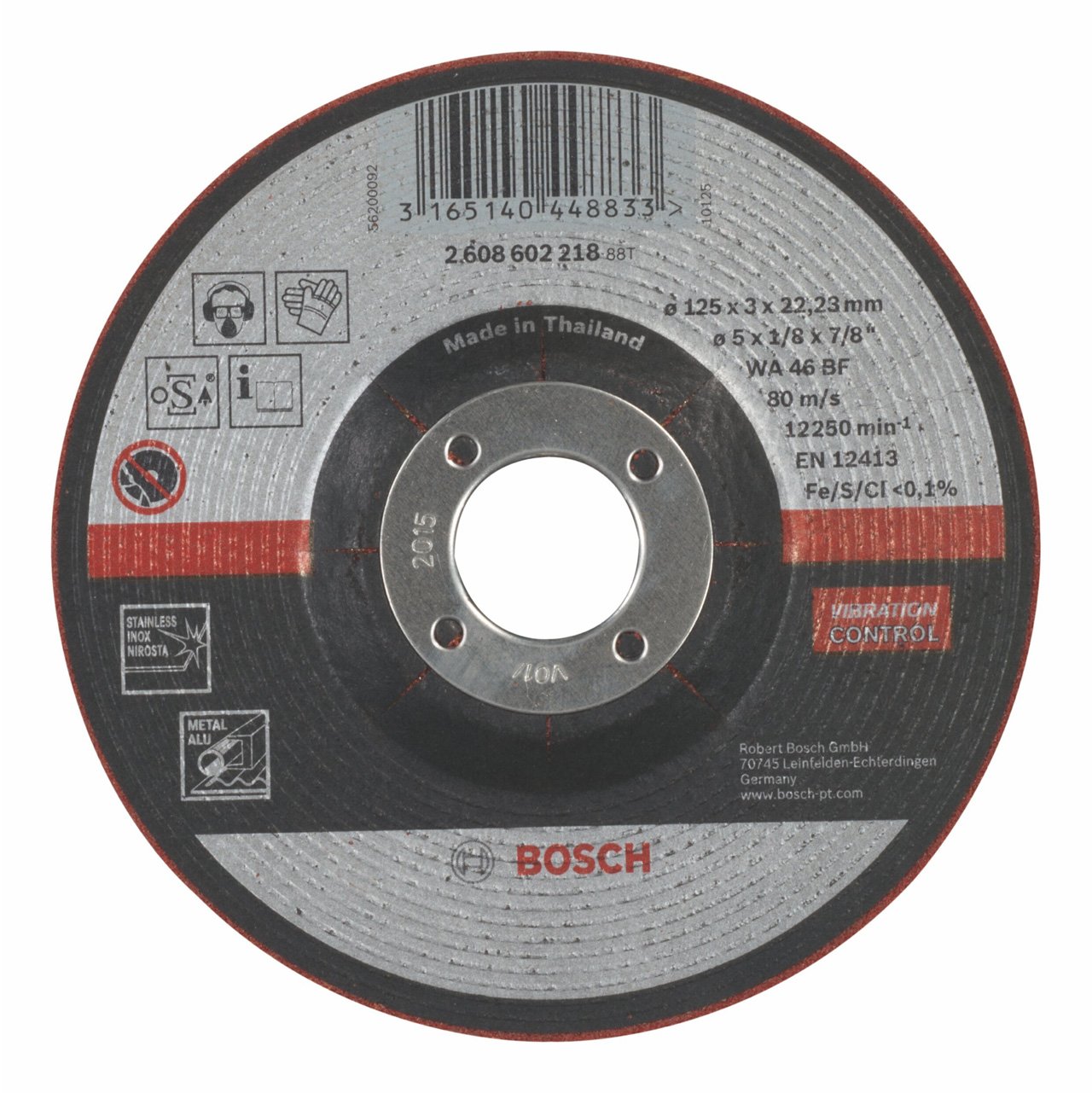 Bosch 2608602218 Semi Flex Grinding Disc, 125mm x 22.23mm x 3.0mm, Blue