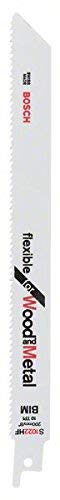 Bosch Professional 100 pieces Sabre Saw Blade S 1022 HF Flexible for Wood and Metal (Length 200 mm, sabre saw accessories)