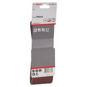 Bosch Professional 3 pcs. Sanding Belt Set X440 Best for Wood and Paint (75 x 480 mm, Grit 80, Accessories for Belt Sanders), Red