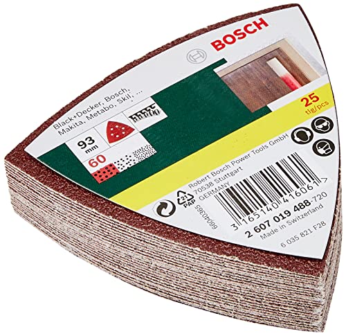 Bosch Home and Garden 2607019488 Sanding Sheet-Set for Delta Sander, Red, 93 mm, Set of 25 Pieces