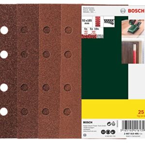 Bosch 25 Sanding Sheet Set for Orbital Sanders, 40-120 Grit, 93x185mm