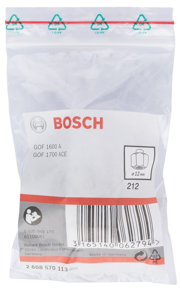 Bosch 2608570113 Routers Collet Set, 12mm, Black/Silver