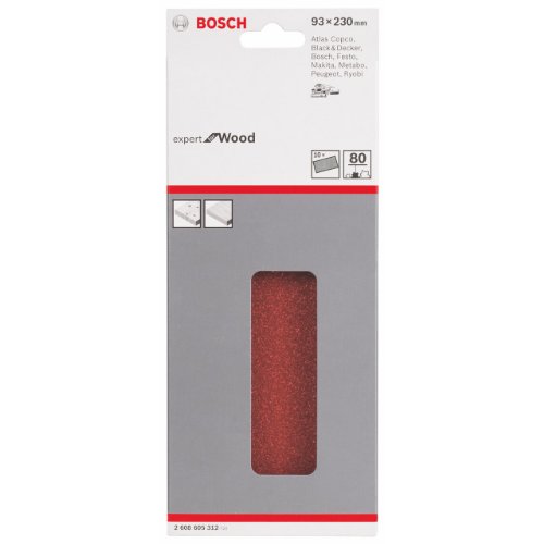 Bosch 2608605312 93 x 230 mm Sanding Sheets for Conventional Orbital Sanders, Red