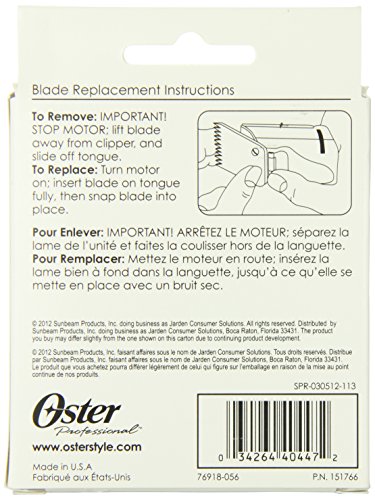 Oster Professional Arctic Collection Clipper/Trimmer Cool Touch Replacement Blade, Size #0A 3/64" (1.2 mm)