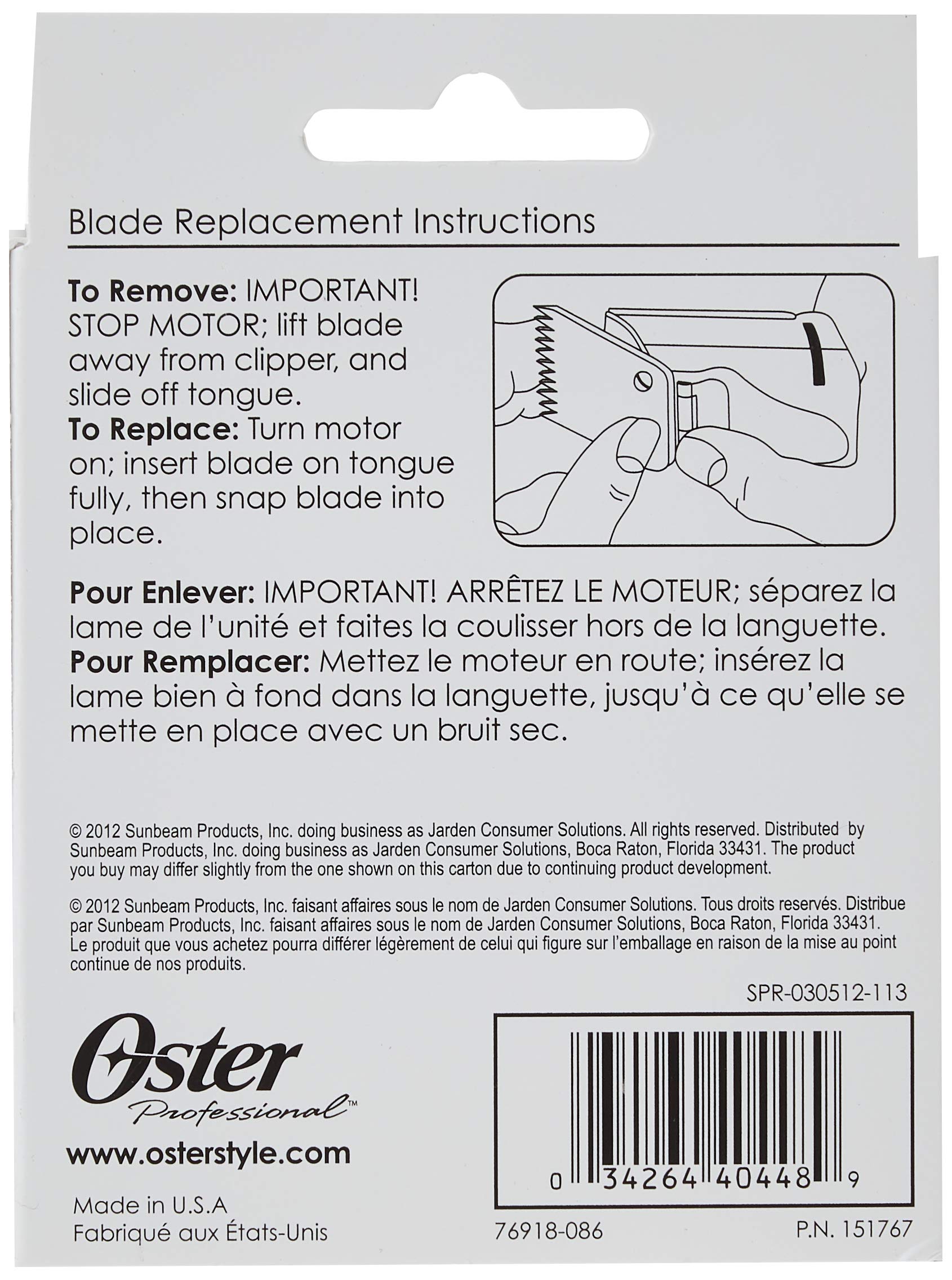 Oster Professional 76918-086 Size 1 Hair Clipper Replacement Blade 2.44 mm