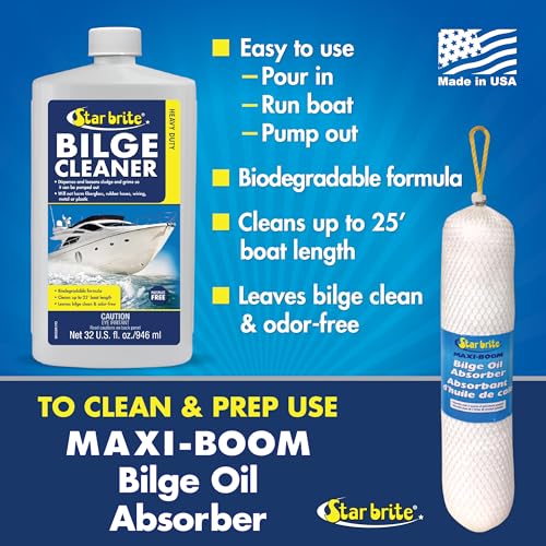 STAR BRITE Heavy Duty Bilge Cleaner -Simple & Easy to Use - Pour In, Run Boat, Pump Out - Emulsifies Oil, Fuel & Leaves Bilge Clean With a Fresh Clean Scent - 32 Ounce (080532)