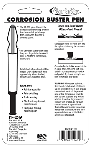 STAR BRITE Corrosion Buster Pen - Precision Rust & Corrosion Removal Tool for Electrical Connections, Marine Gear, Fishing Equipment & More - Easy Grip, Adjustable Fiber Length (091401)