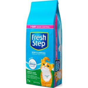 Fresh Step Non-Clumping Premium Cat Litter with Febreze Freshness, Scented - 7 Pounds (Package May Vary)