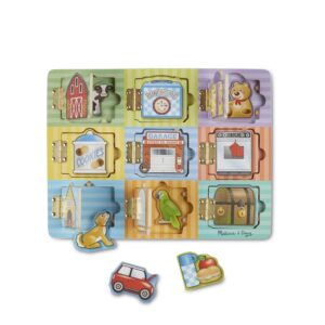 Melissa & Doug Hide and Seek Wooden Activity Board With Magnets Puzzles For Toddlers And Kids Ages 3+