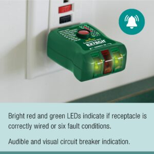 Extech - 1218G94EA - CB10 Circuit Breaker Finder, Locates fuses/breakers, Tests receptacles and GFCI circuits, Green,Red