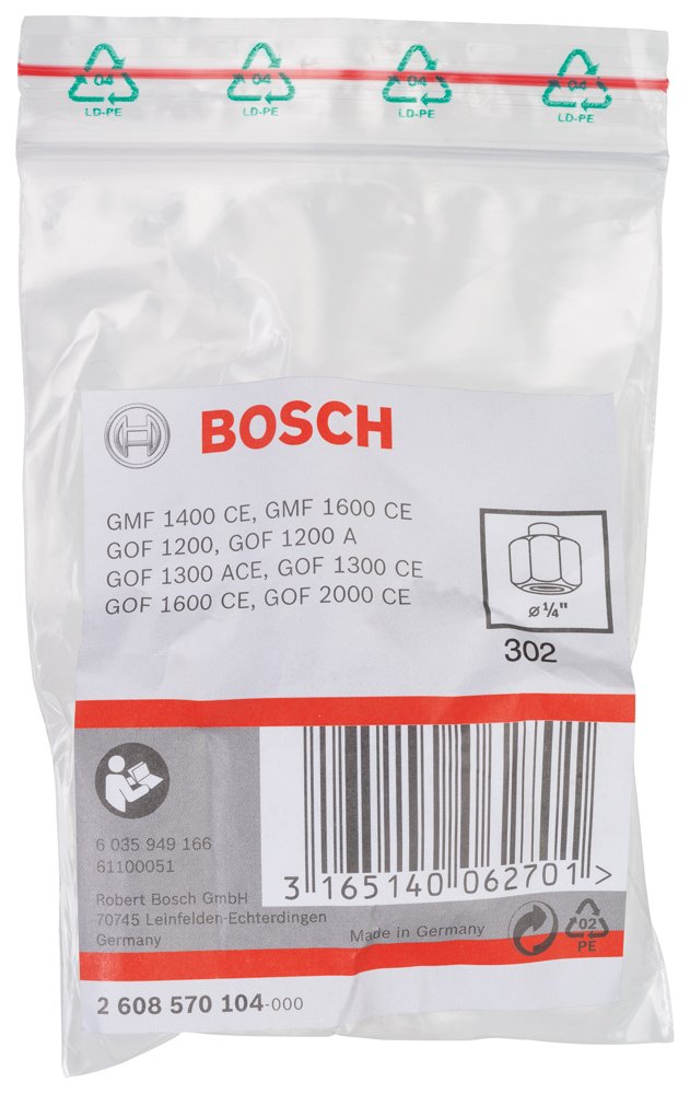 Bosch 2608570104 Routers Collet Set, 1/4", Black/Silver