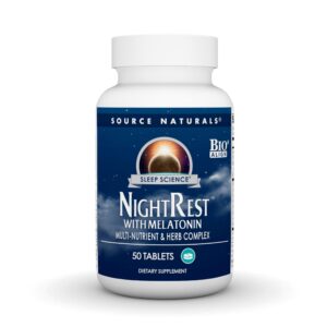 Source Naturals Sleep Science NightRest with Melatonin, Multi-Nutrient & Herb Complex* - 50 Tablets