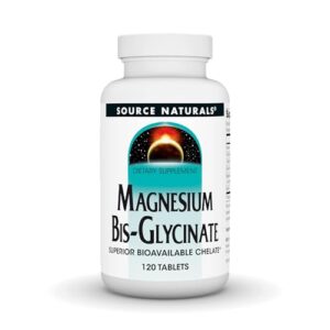 source naturals magnesium bis-glycinate, supports cardiovascular and muscle health* - 120 tablets