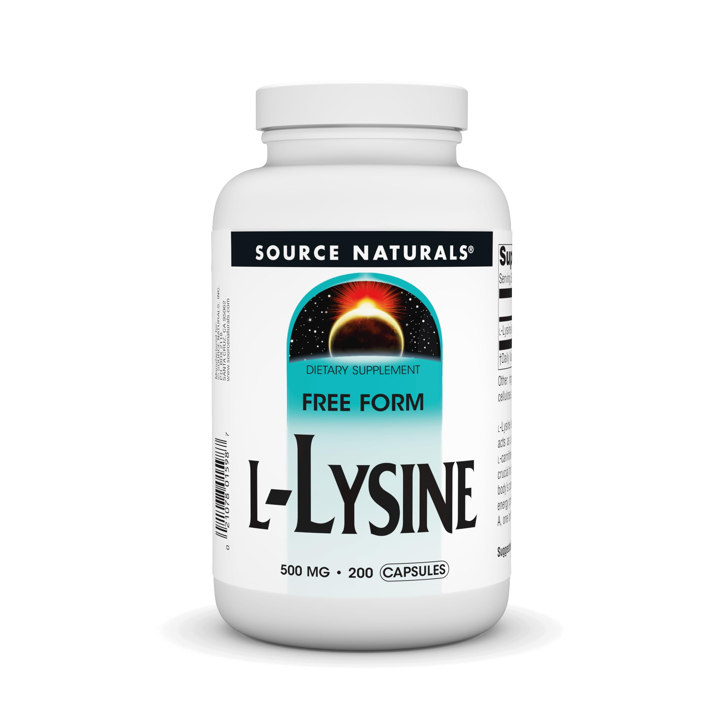 Source Naturals L-Lysine Free Form -Amino Acid Supplement Supports Energy Formation & Collagen - 200 Capsules