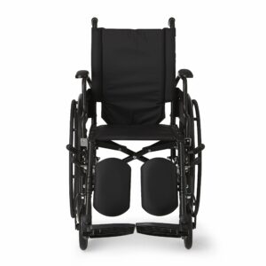 Medline Premium Ultra-Lightweight Wheelchair with Flip-Back Desk Arms and Elevating Leg Rests for Extra Comfort, Black, 16” x 16" Seat