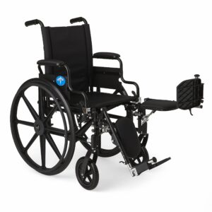 Medline Premium Ultra-Lightweight Wheelchair with Flip-Back Desk Arms and Elevating Leg Rests for Extra Comfort, Black, 16” x 16" Seat