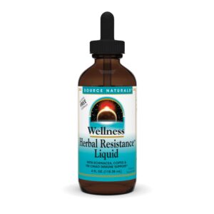 source naturals wellness herbal resistance liquid formula with echinacea, coptis & yin chiao immune support - 4 fluid oz