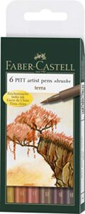 faber-castel fc167106 box of 6 pitt artist terra pens, india ink, b box