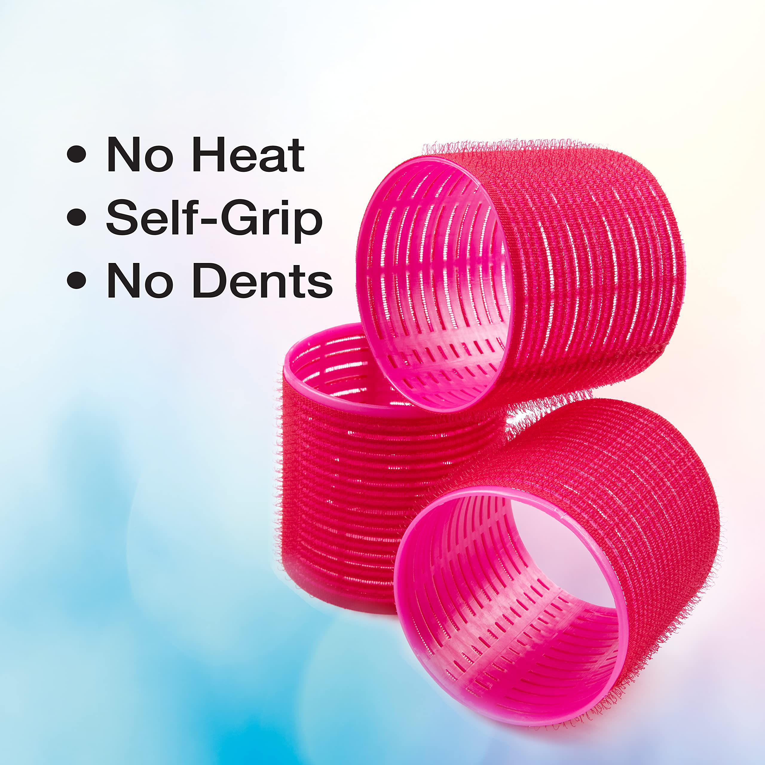 Conair Heatless Curls - Extra Large Hair Rollers - heatless curlers - heatless curls overnight - Velcro Rollers for Hair - Hot Pink - 9 Count w/storage case