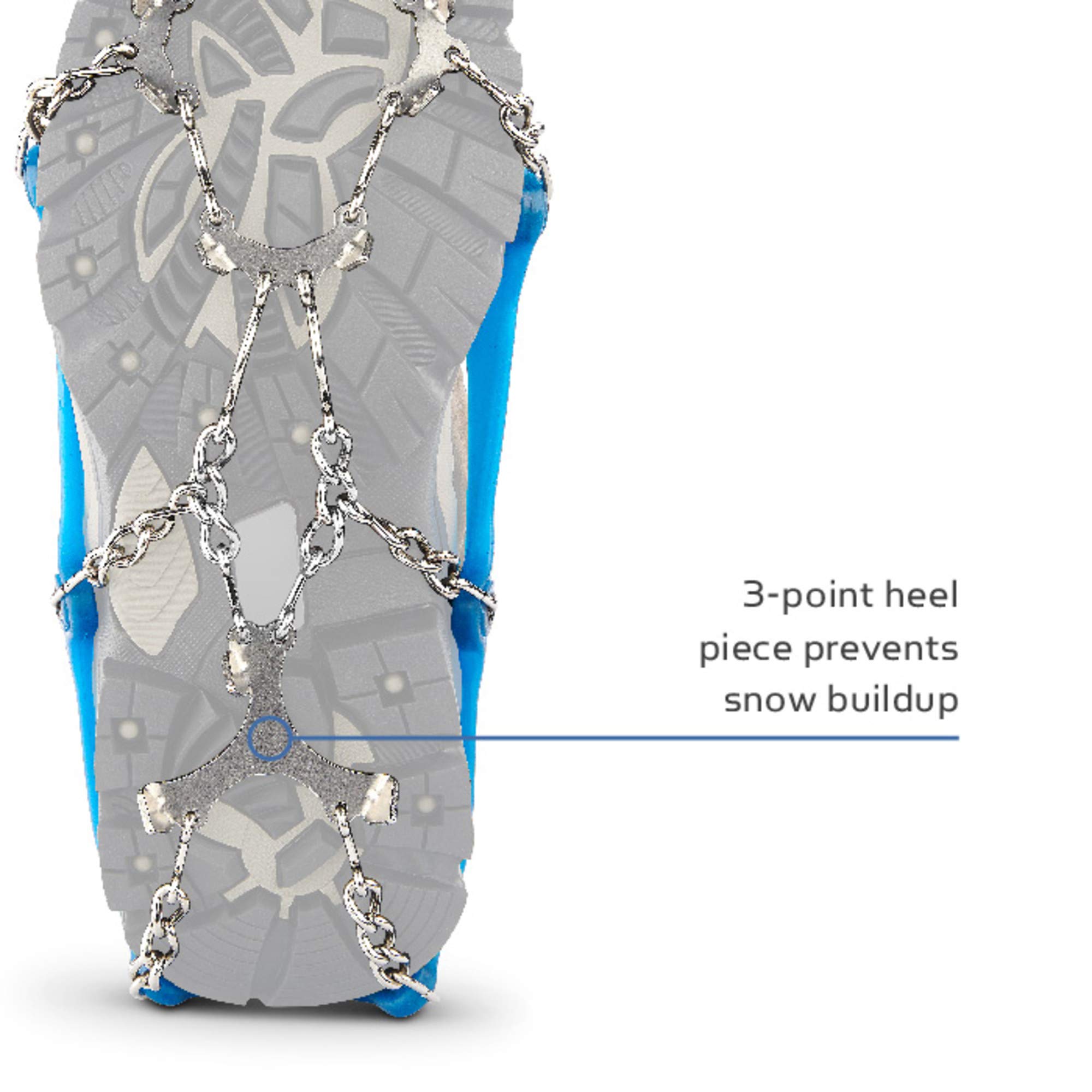 Yaktrax Ascent Heavy Duty Traction Cleats with 16 Stainless-Steel Spikes, Blue, Large (1 Pair)