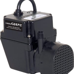 Little Giant 2E-38N-WG In-line/Submersible 300 GPH, 1/40 HP, 115 Volt Manual Small Oil-filled Aluminum Pump with 15-ft. Cord, Black, 502375