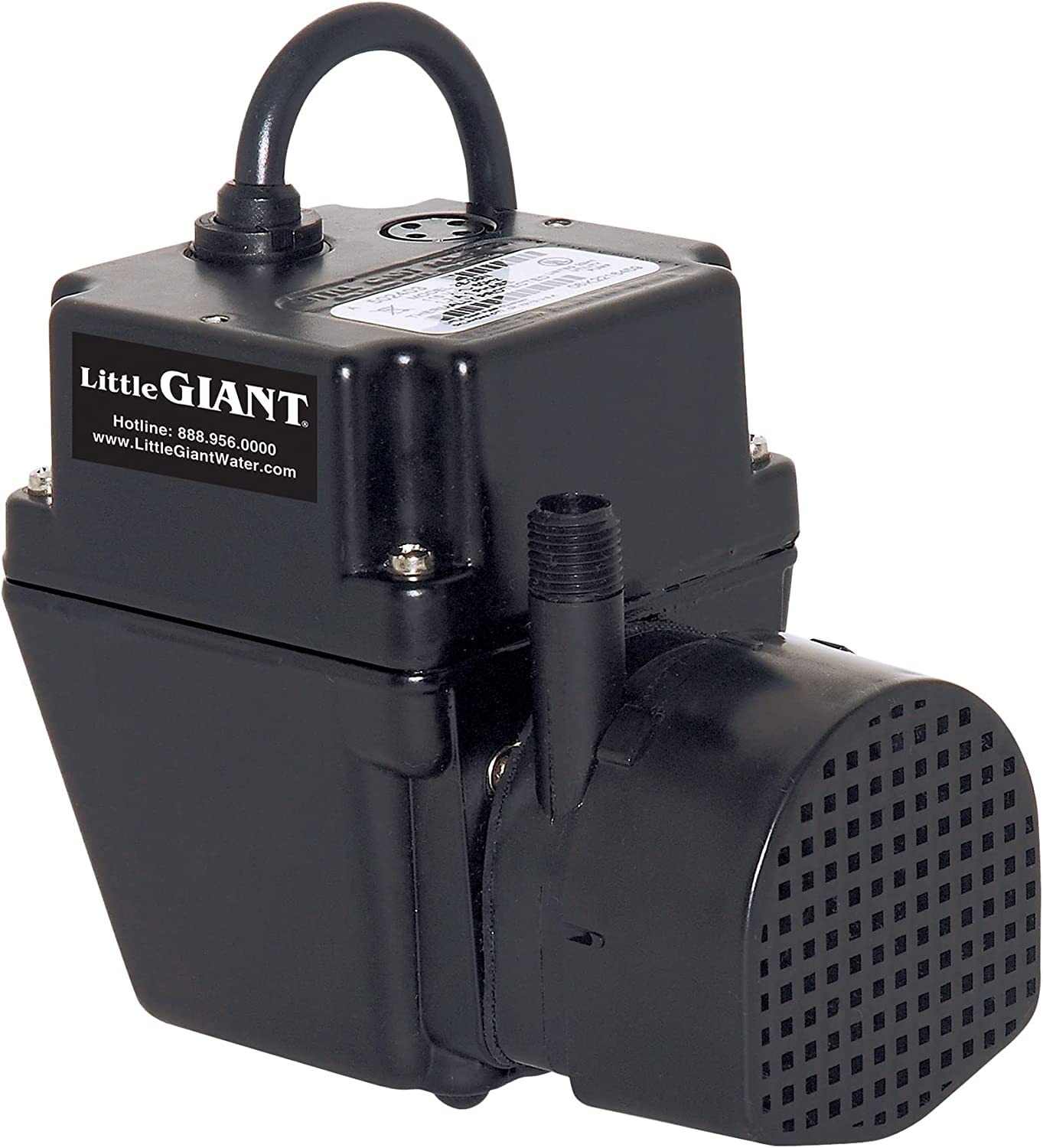 Little Giant 2E-38N-WG In-line/Submersible 300 GPH, 1/40 HP, 115 Volt Manual Small Oil-filled Aluminum Pump with 15-ft. Cord, Black, 502375